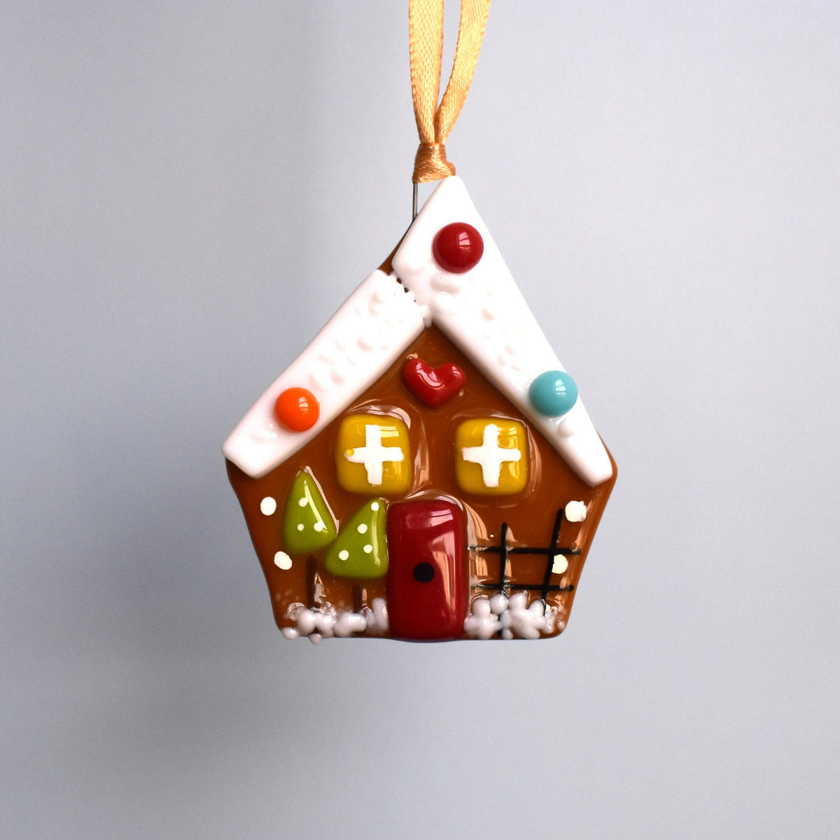 Handmade fused glass Christmas decorations