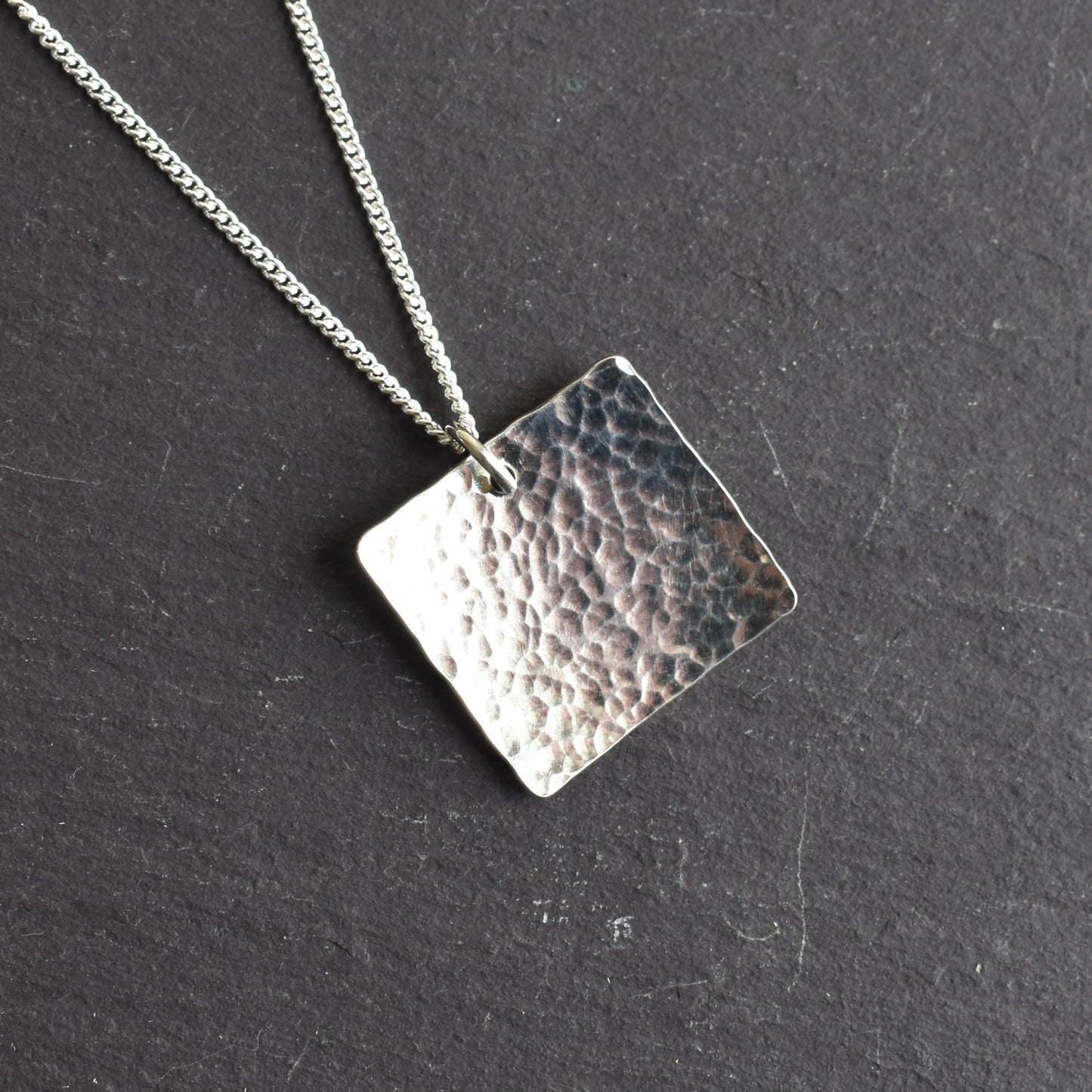 Recycled silver necklace - square