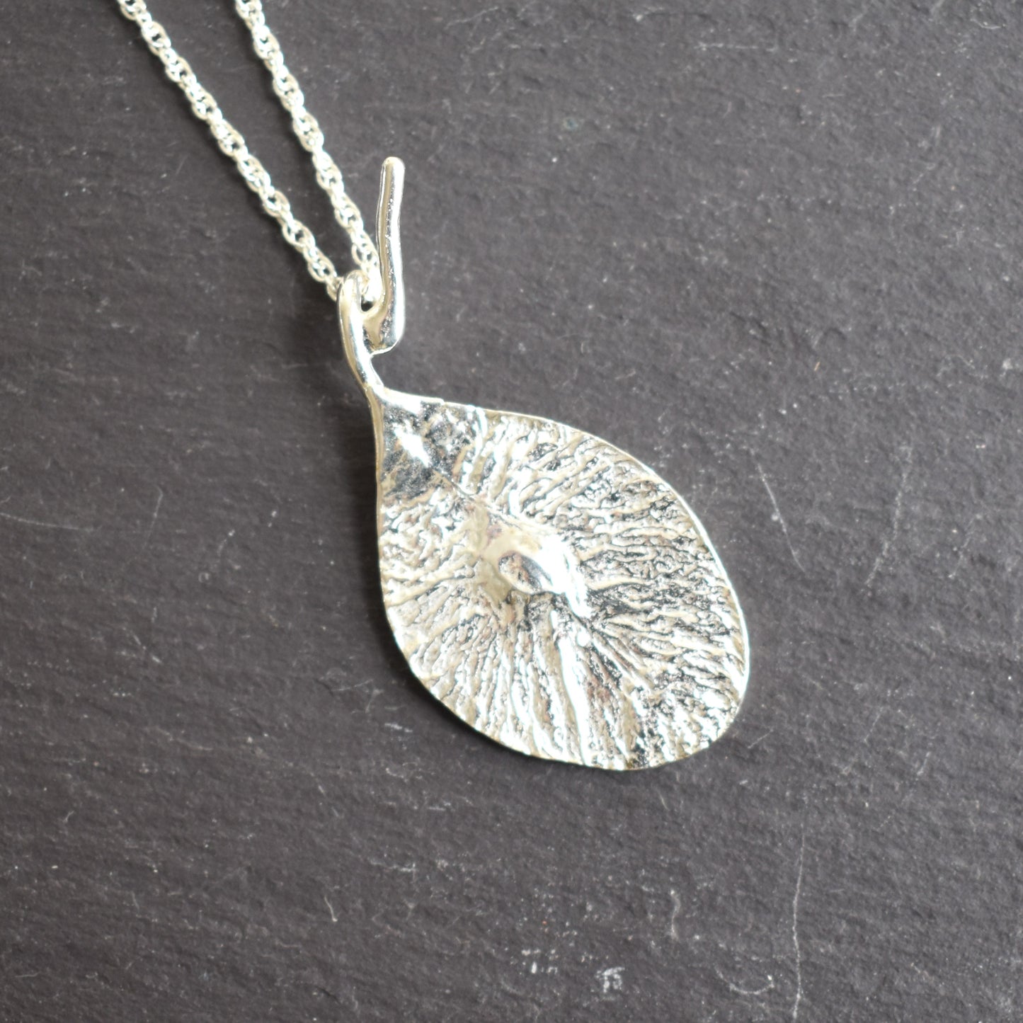 Recycled silver necklace - Elm leaf
