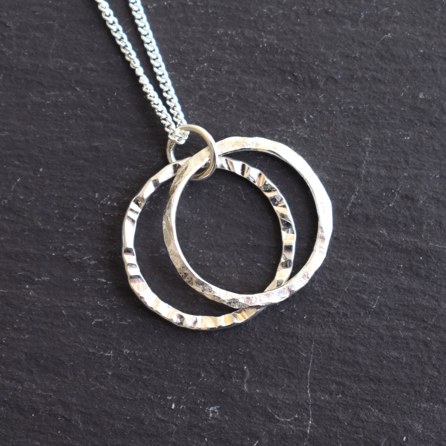 Recycled silver necklace - pair of rings