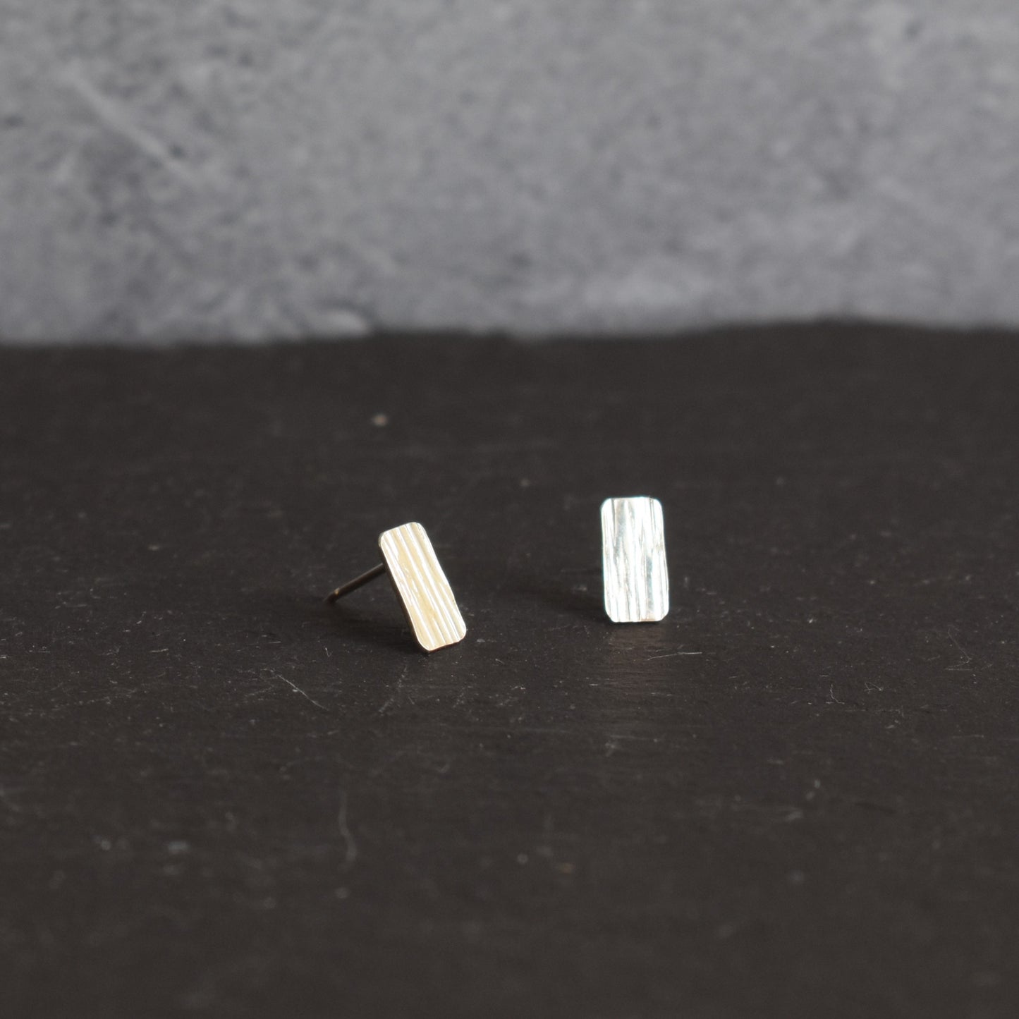 Recycled silver stud earrings - rectangle