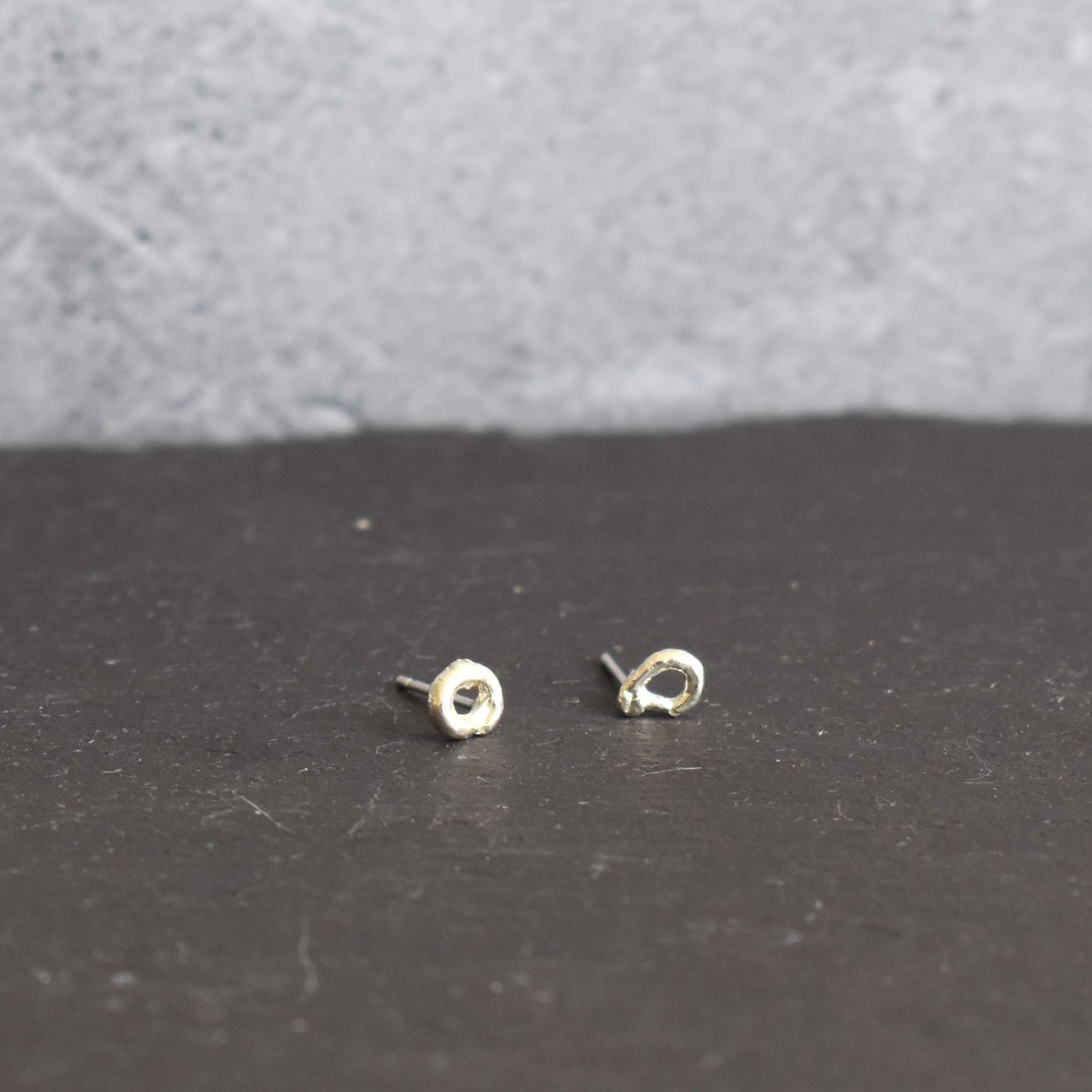 Recycled silver stud earrings - halo