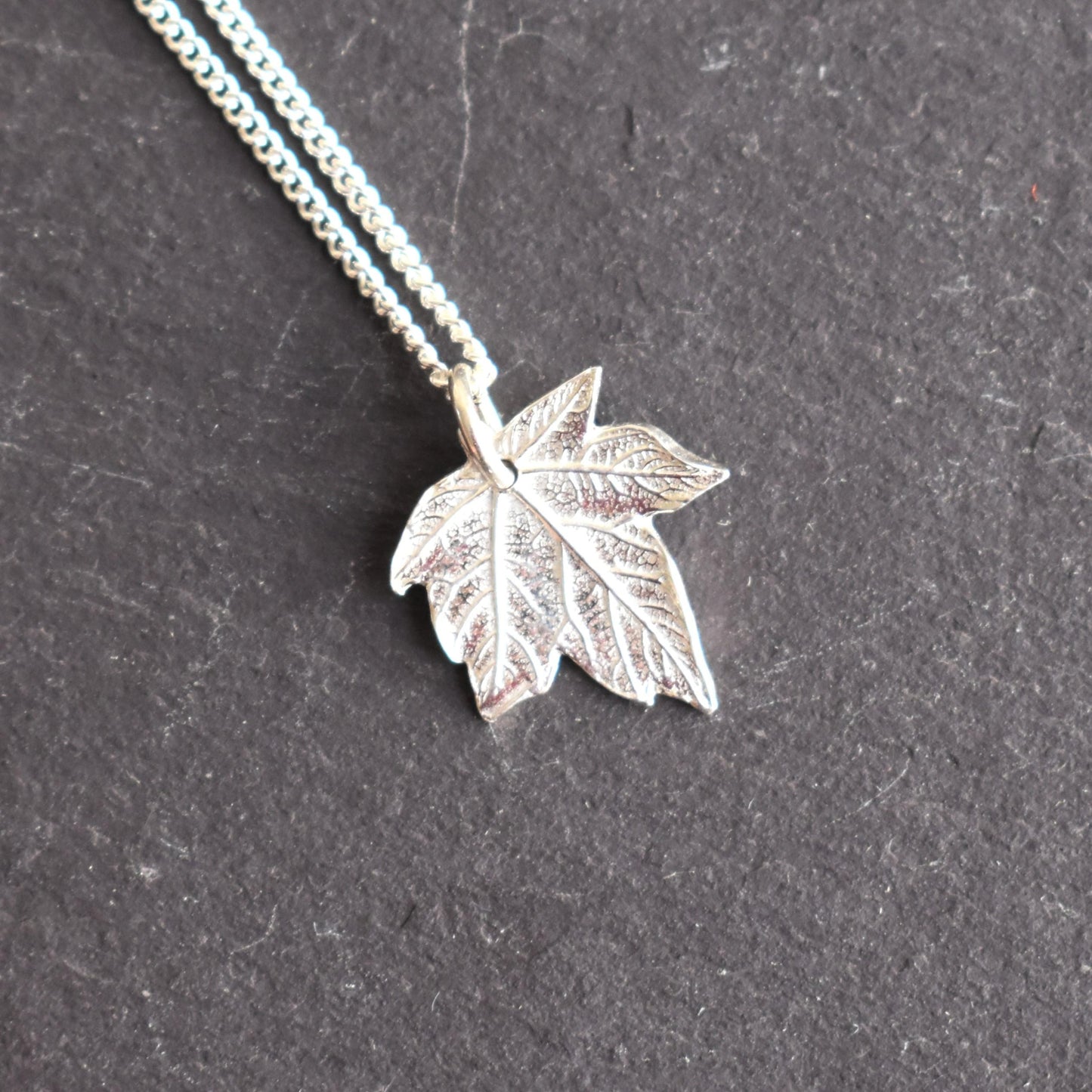 Recycled silver necklace - small leaf