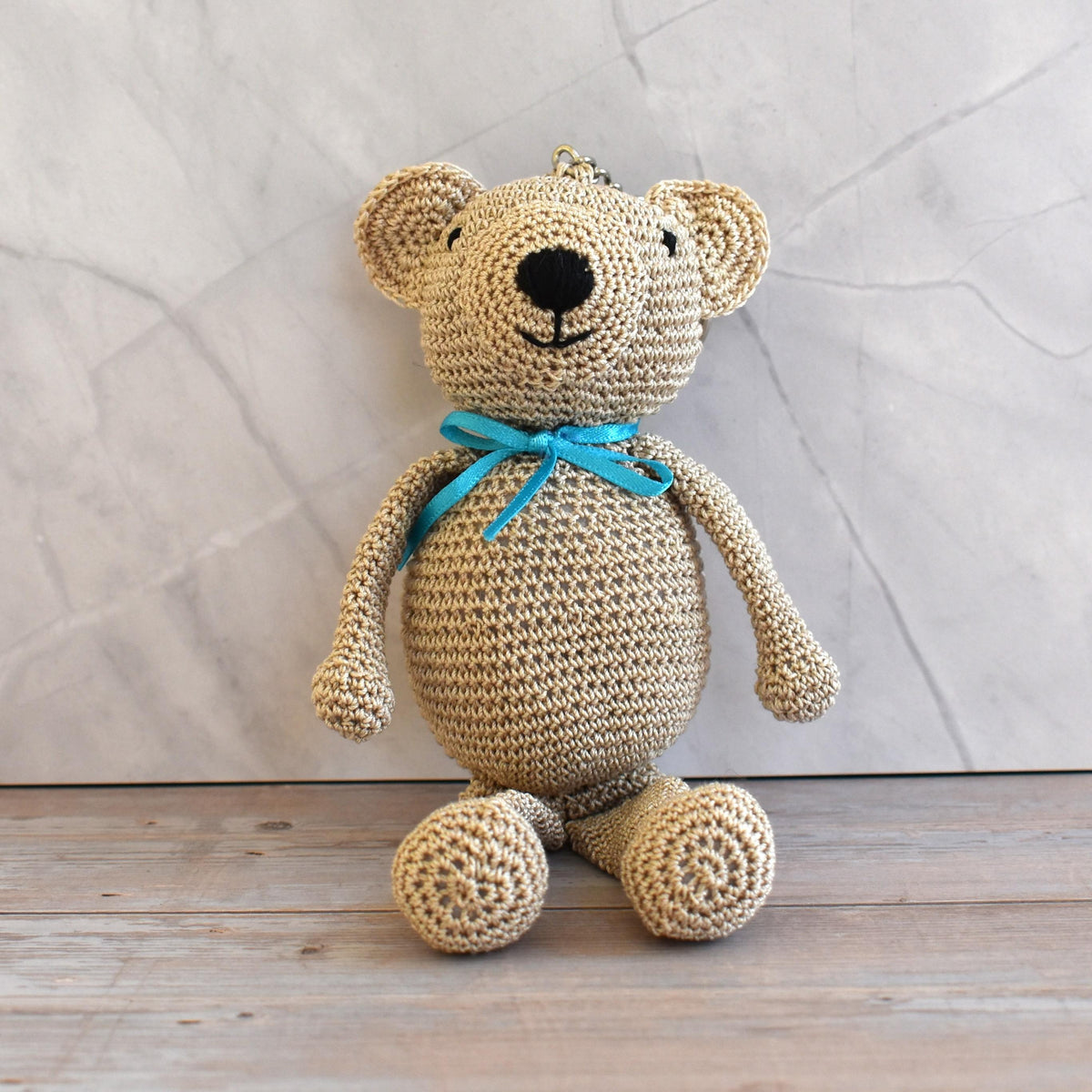 Crocheted bear keychain