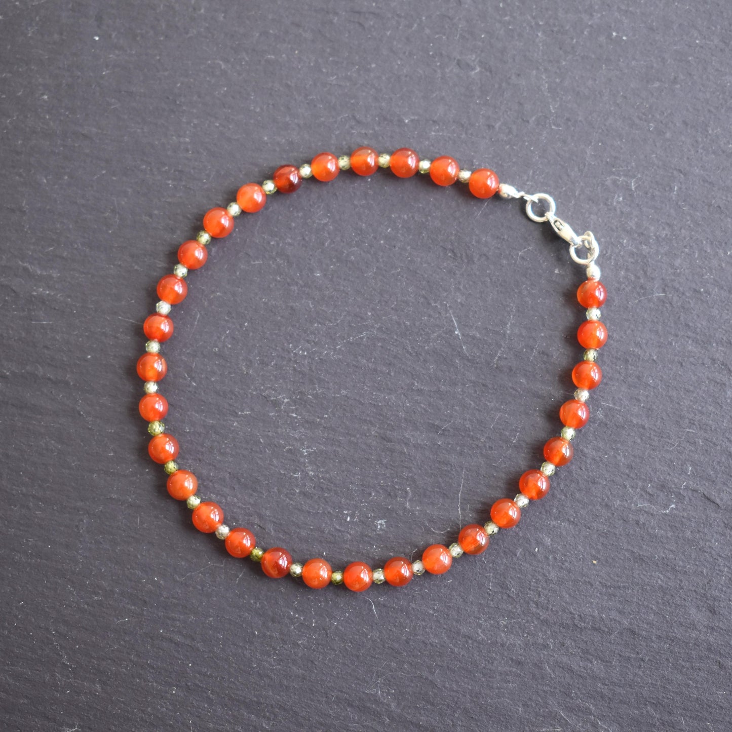 Carnelian and Green Chalcedony bracelet