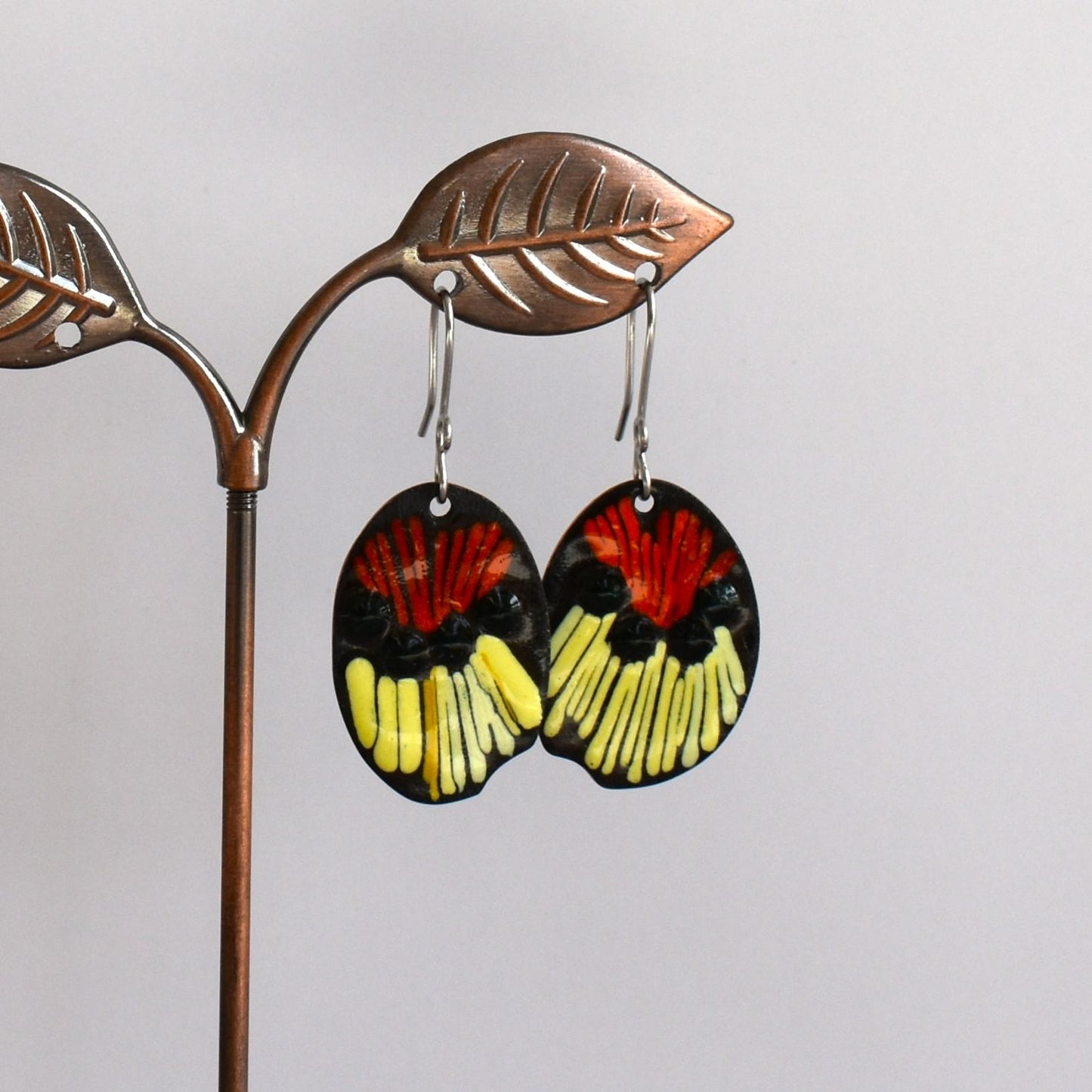"Jumping spider" enamelled earrings