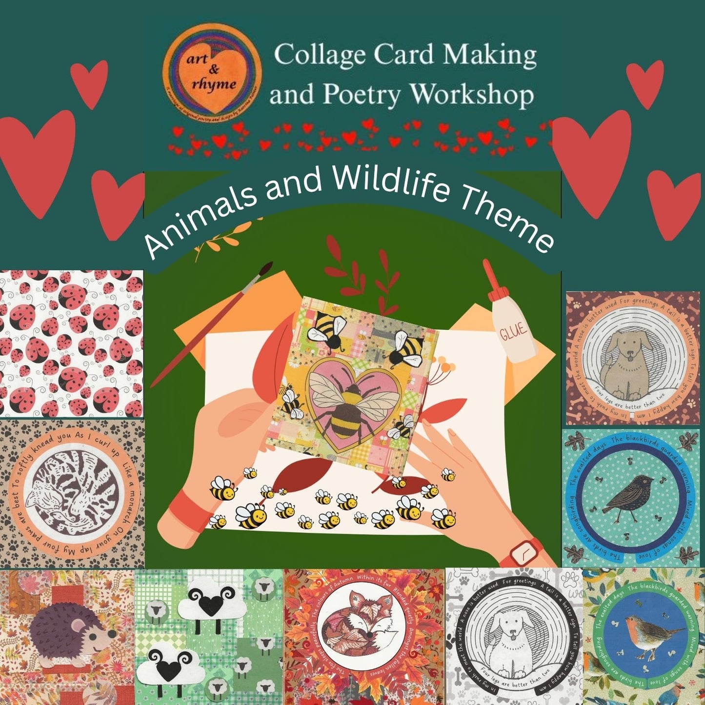 Collage Card Making and Poetry workshop (Animals theme) - Sat 22nd Aug 2026, 09:30-12:30