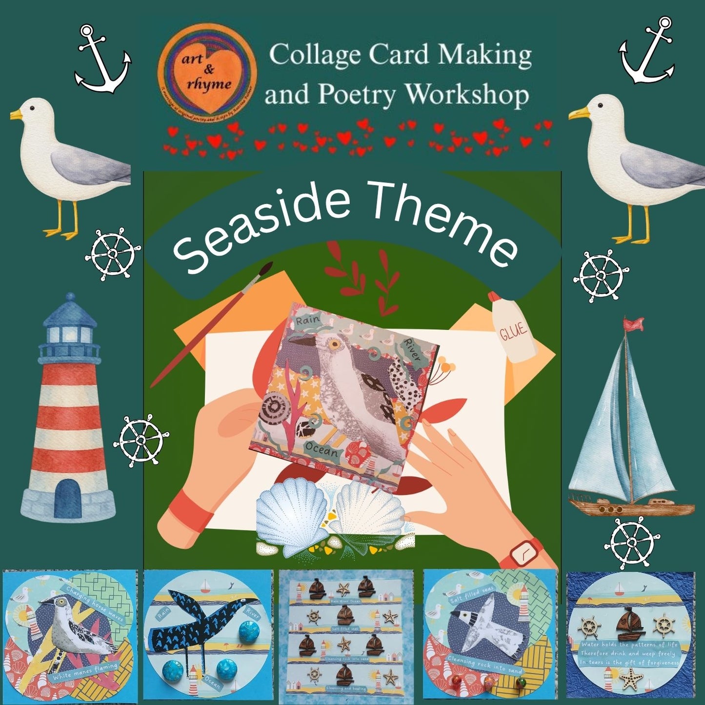 Collage Card Making and Poetry workshop (Seaside theme) - Sat 11th July 2026, 09:30-12:30