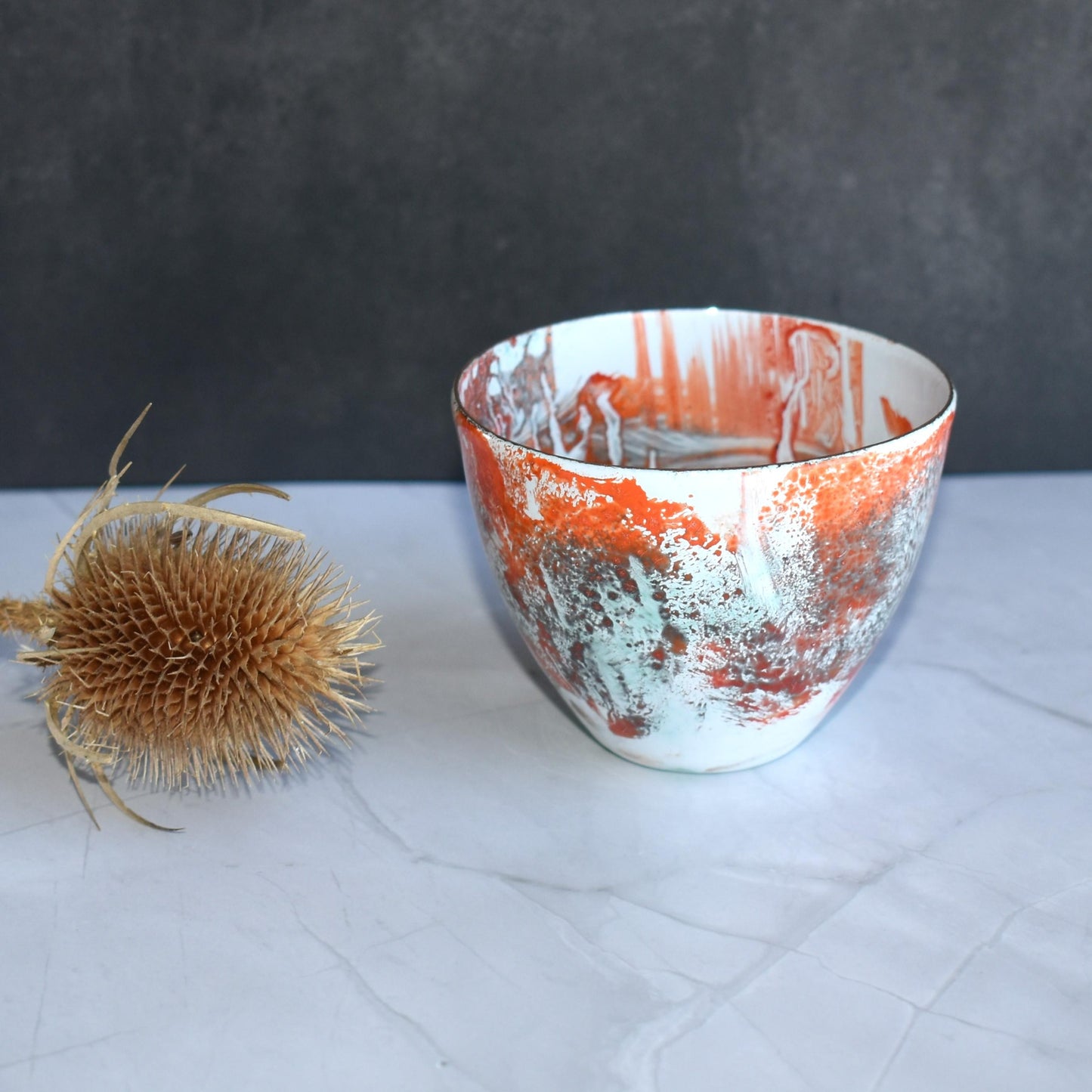 Enamelled copper bowl