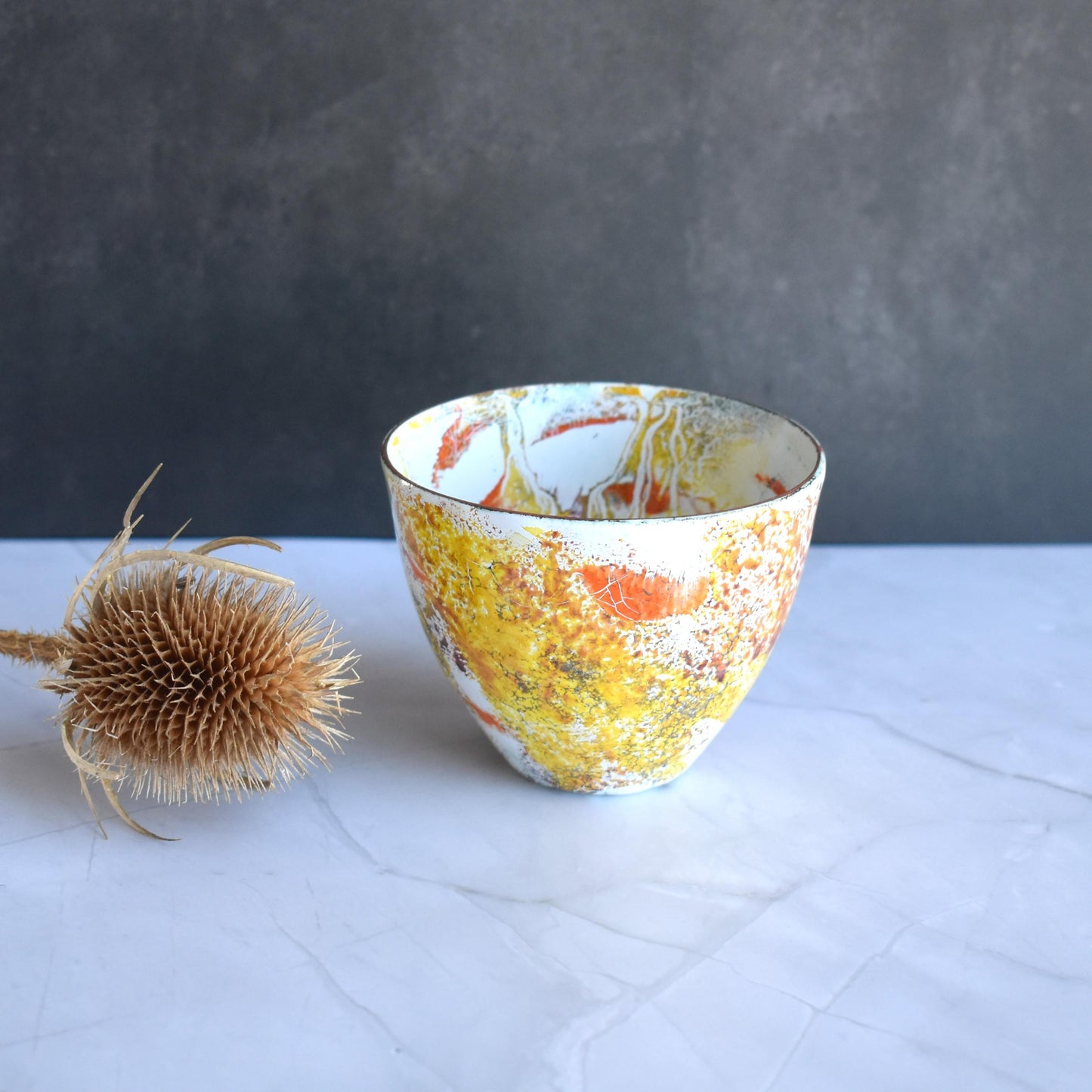 Enamelled copper bowl