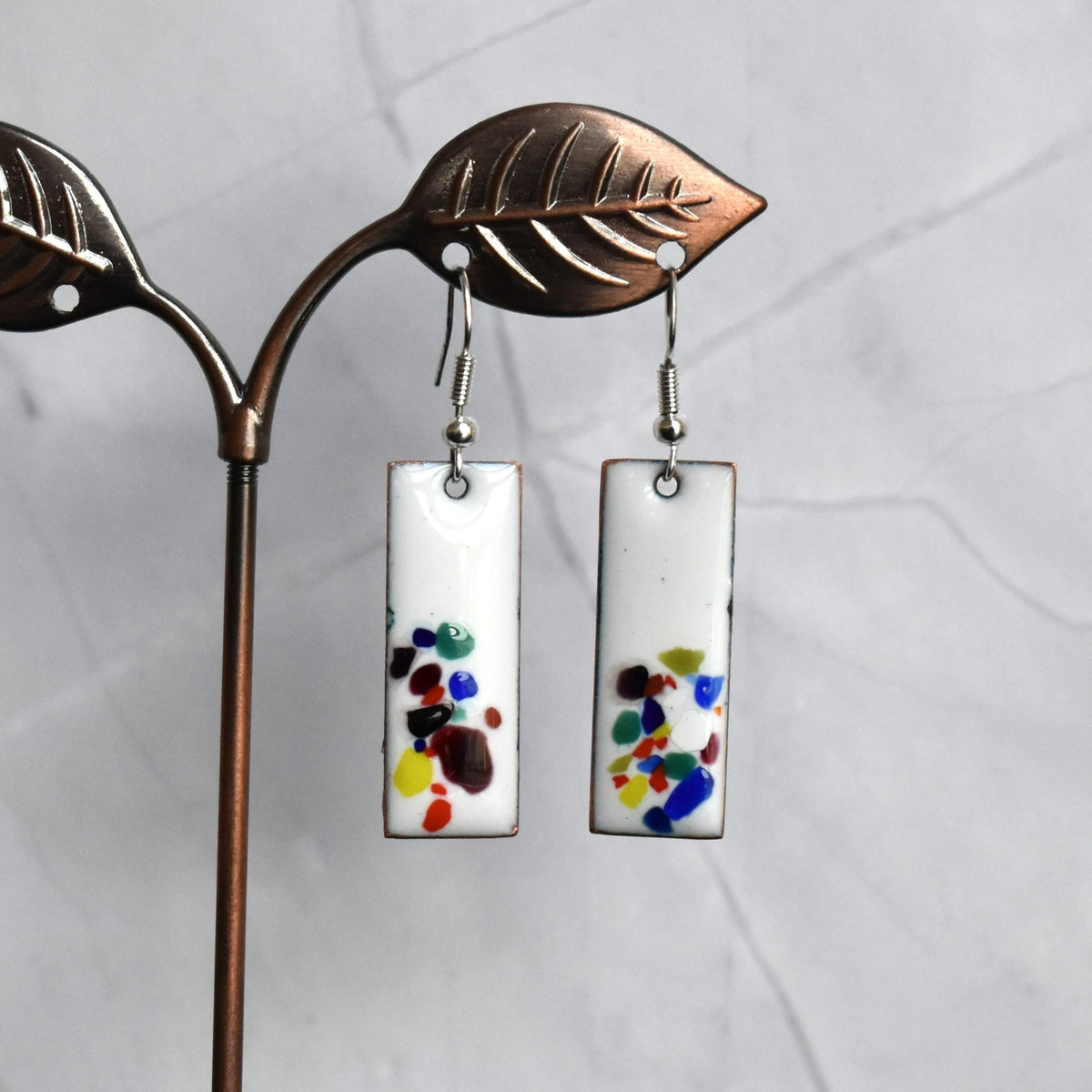 Enamelled copper earrings