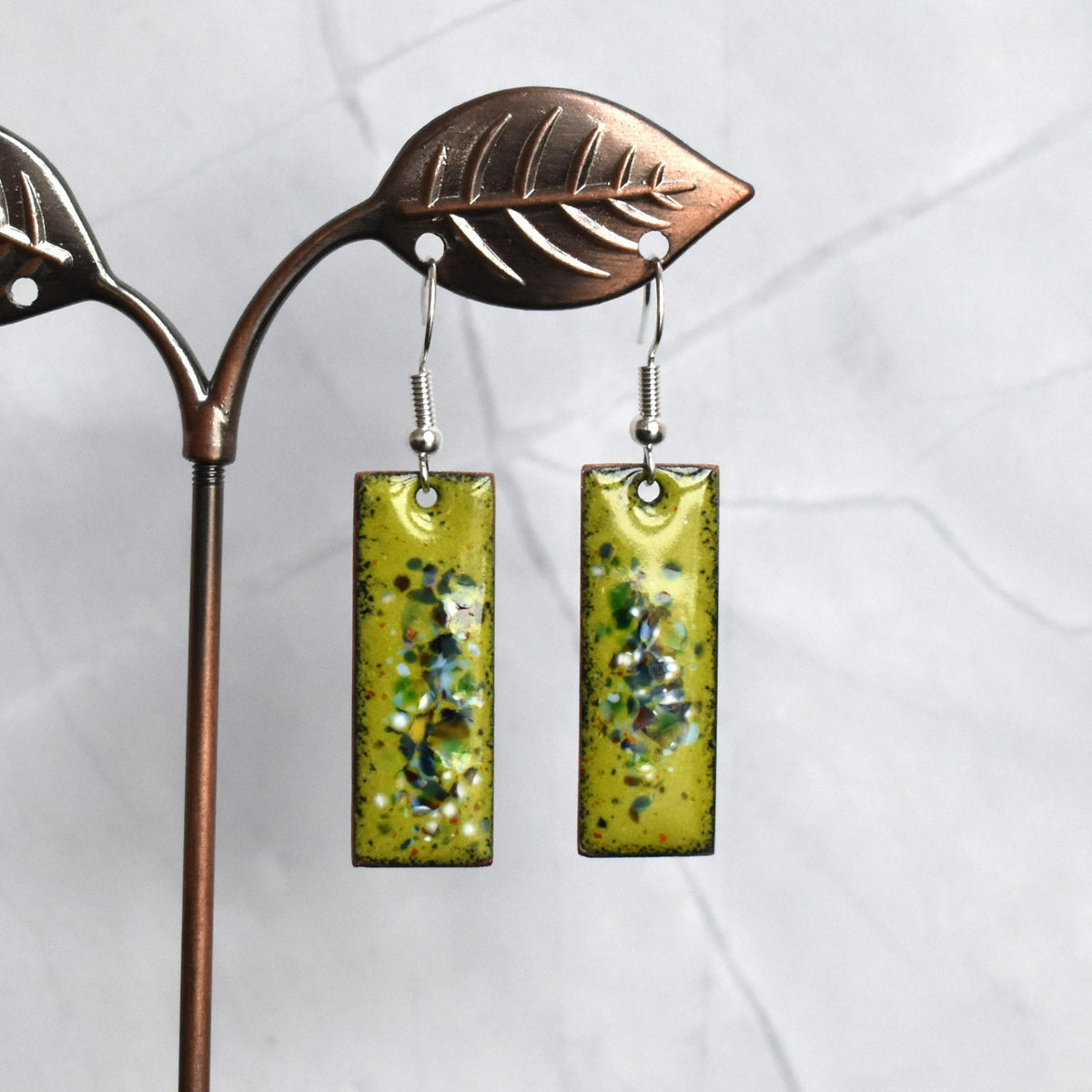 Enamelled copper earrings