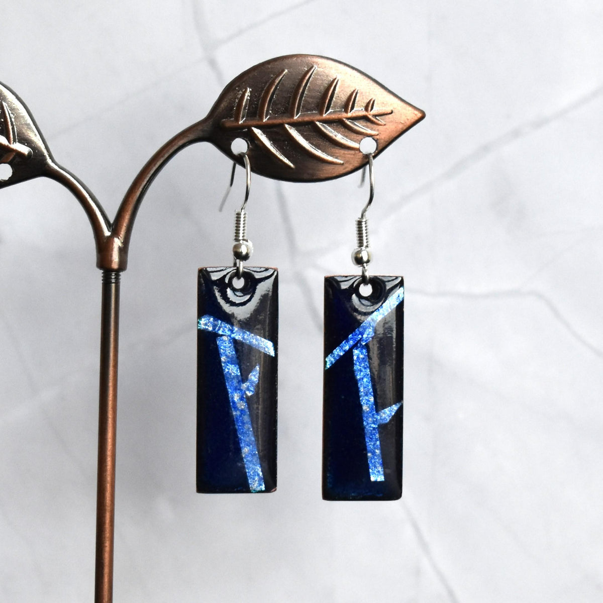 Enamelled copper earrings