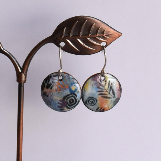 Enamelled copper earrings