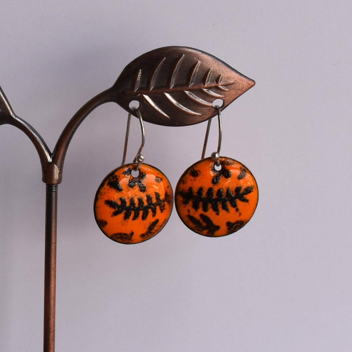 Enamelled copper earrings