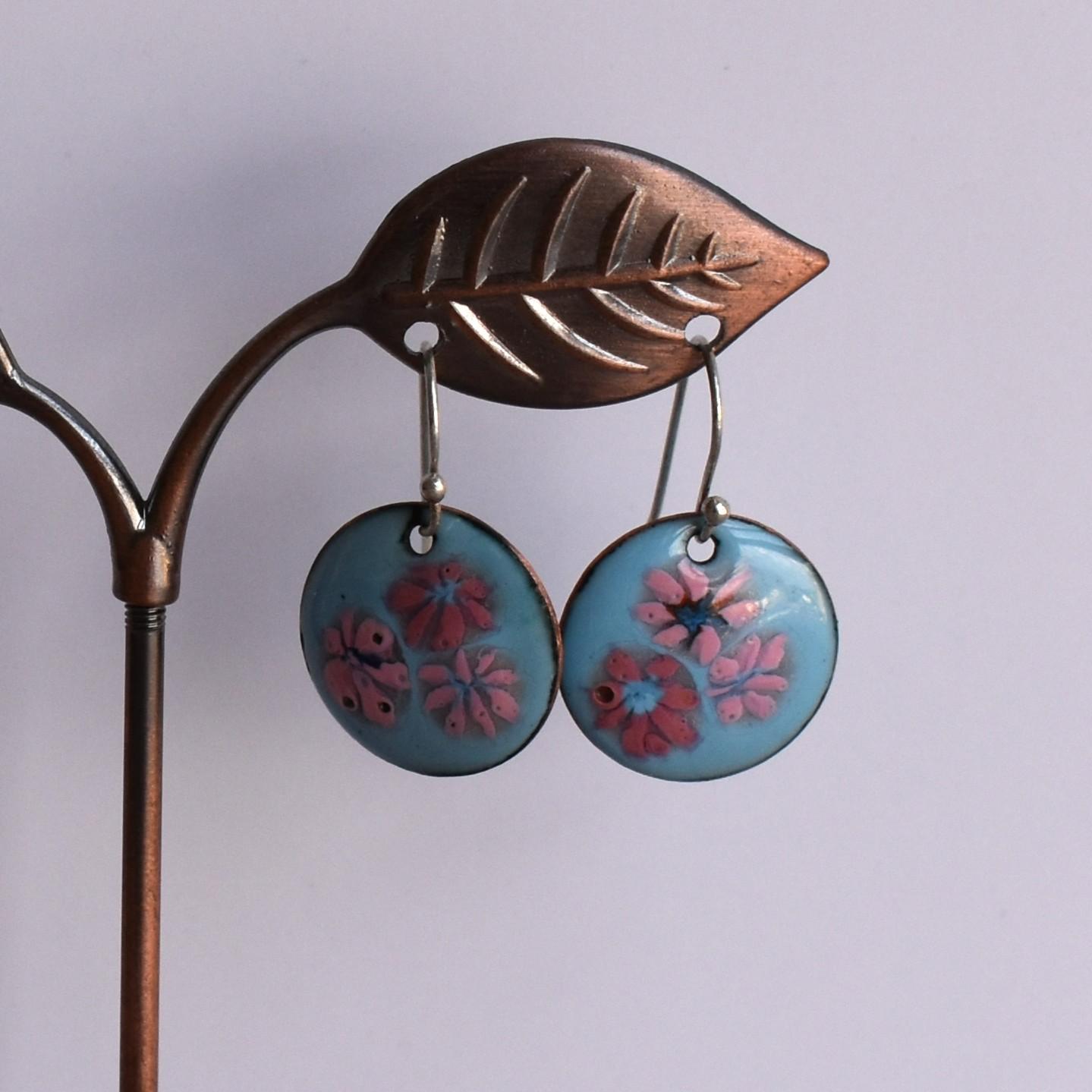 Enamelled copper earrings