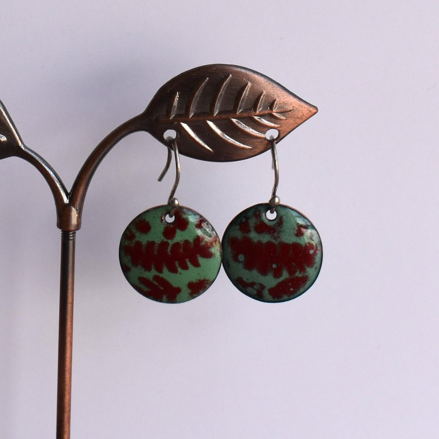 Enamelled copper earrings