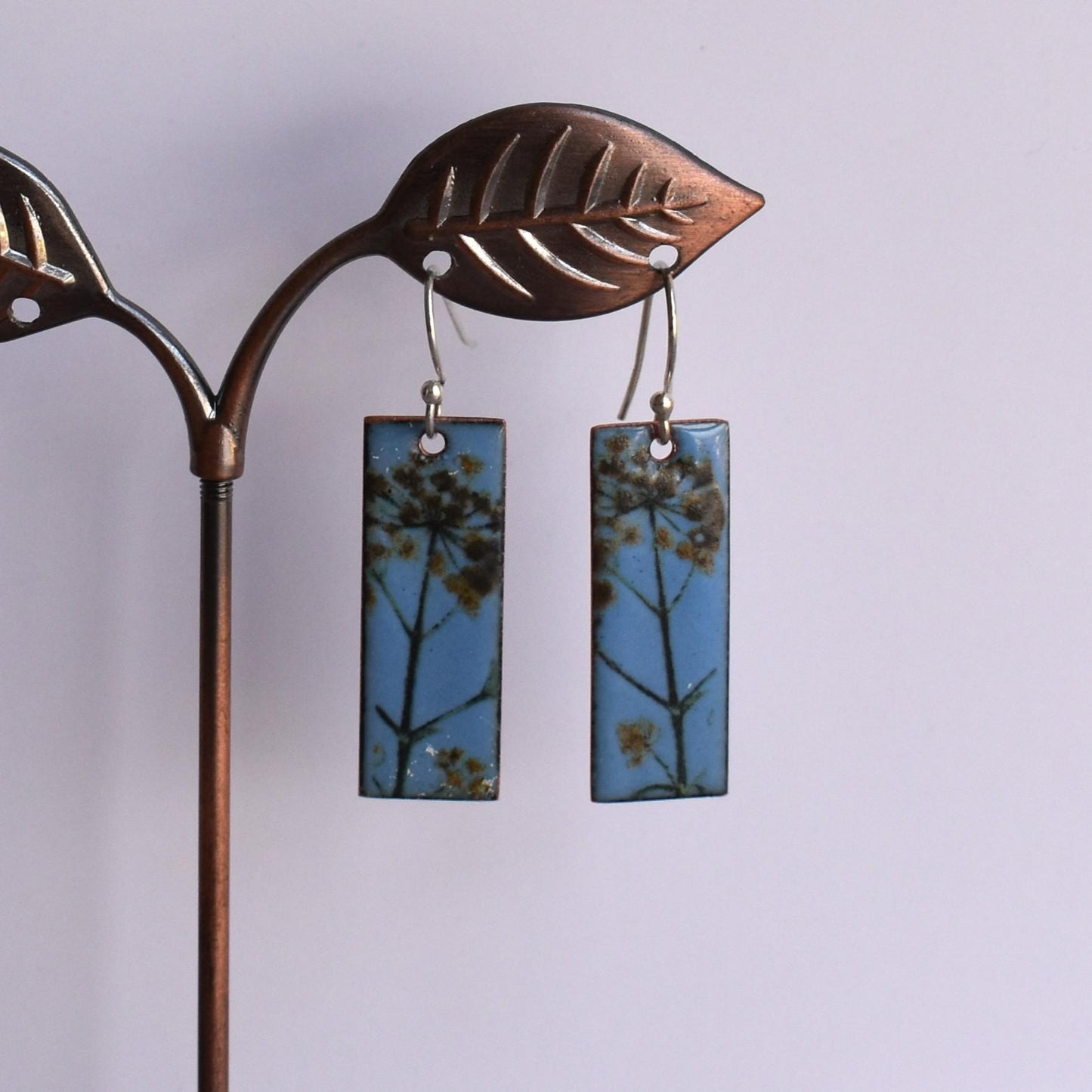 Enamelled copper earrings
