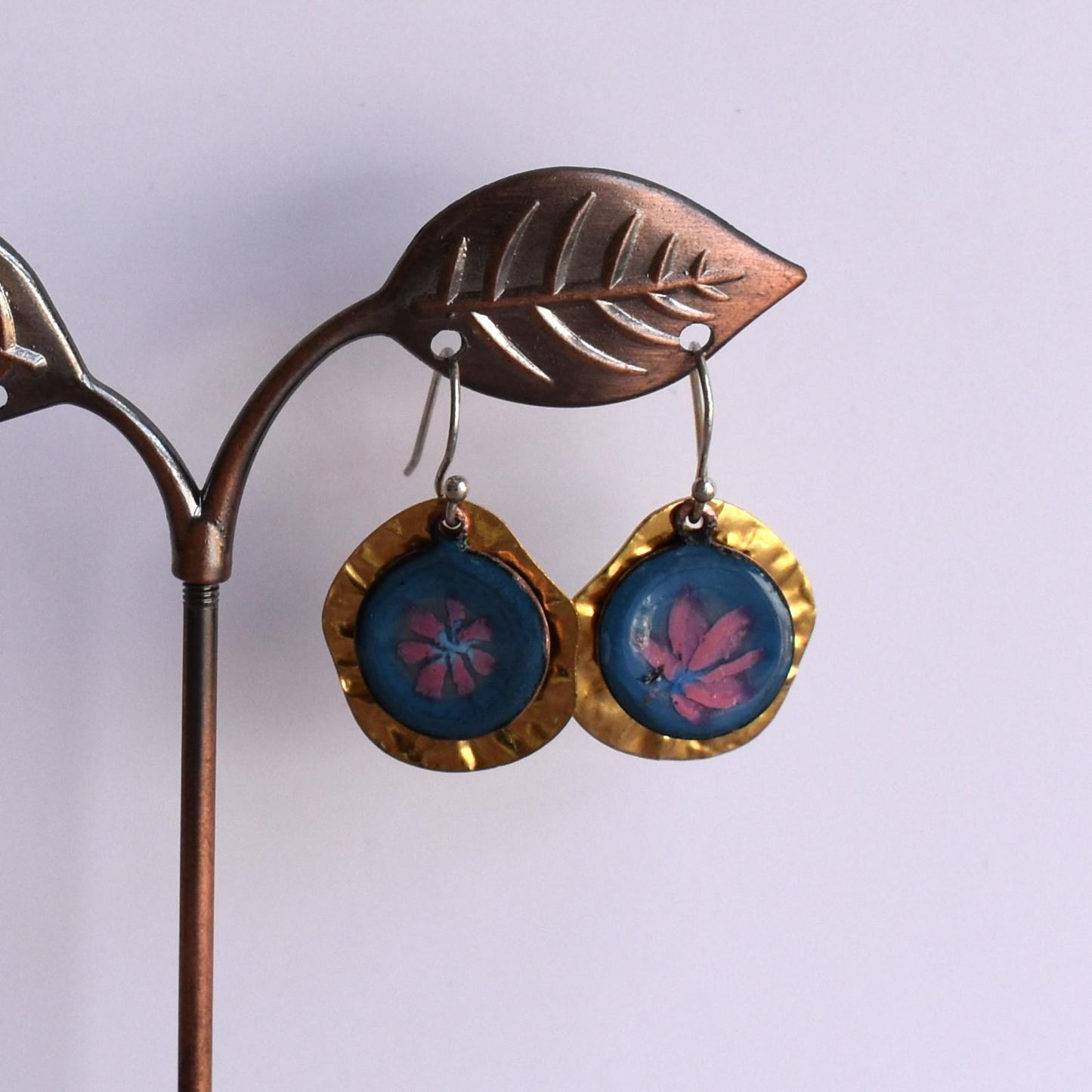Enamelled copper earrings