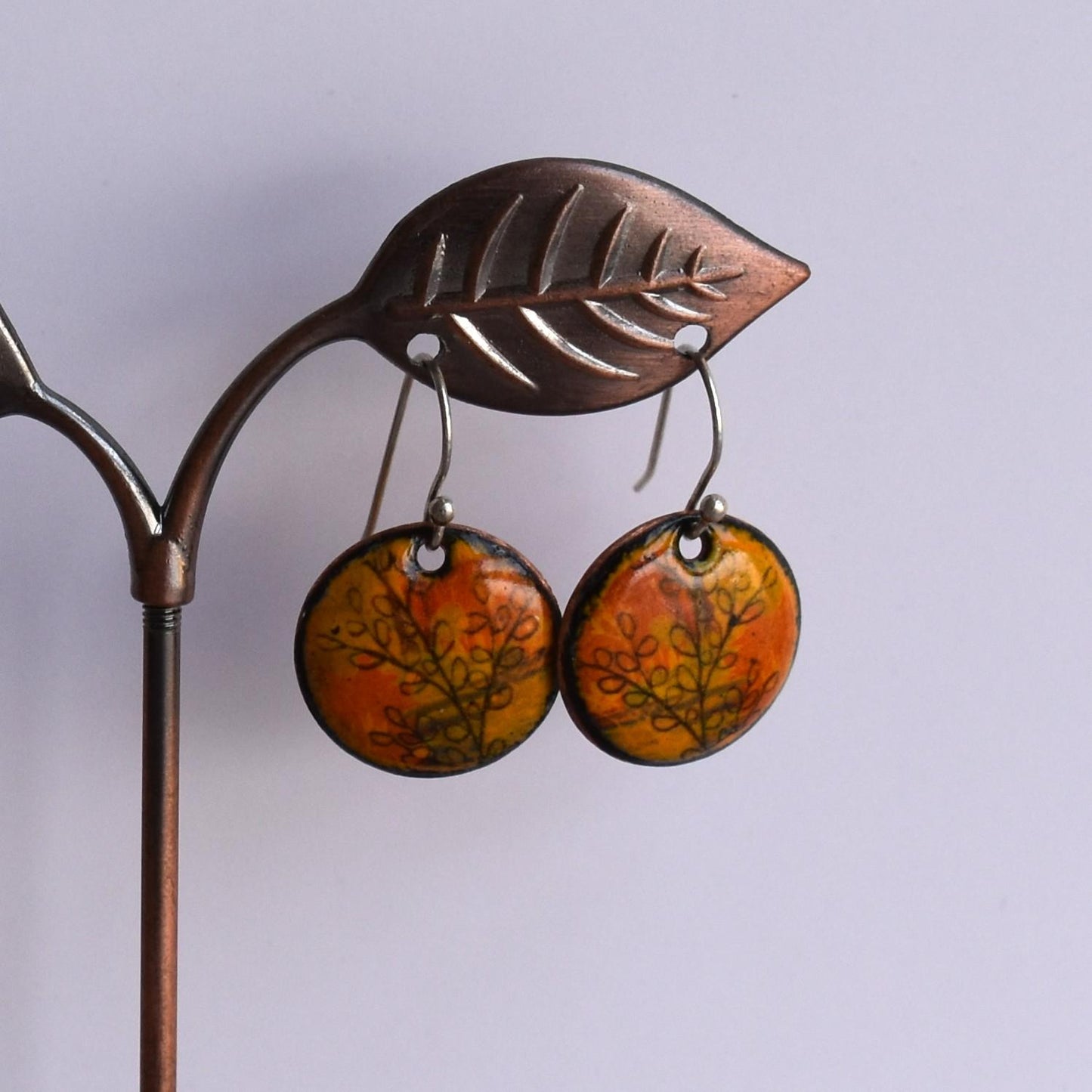 Enamelled copper earrings