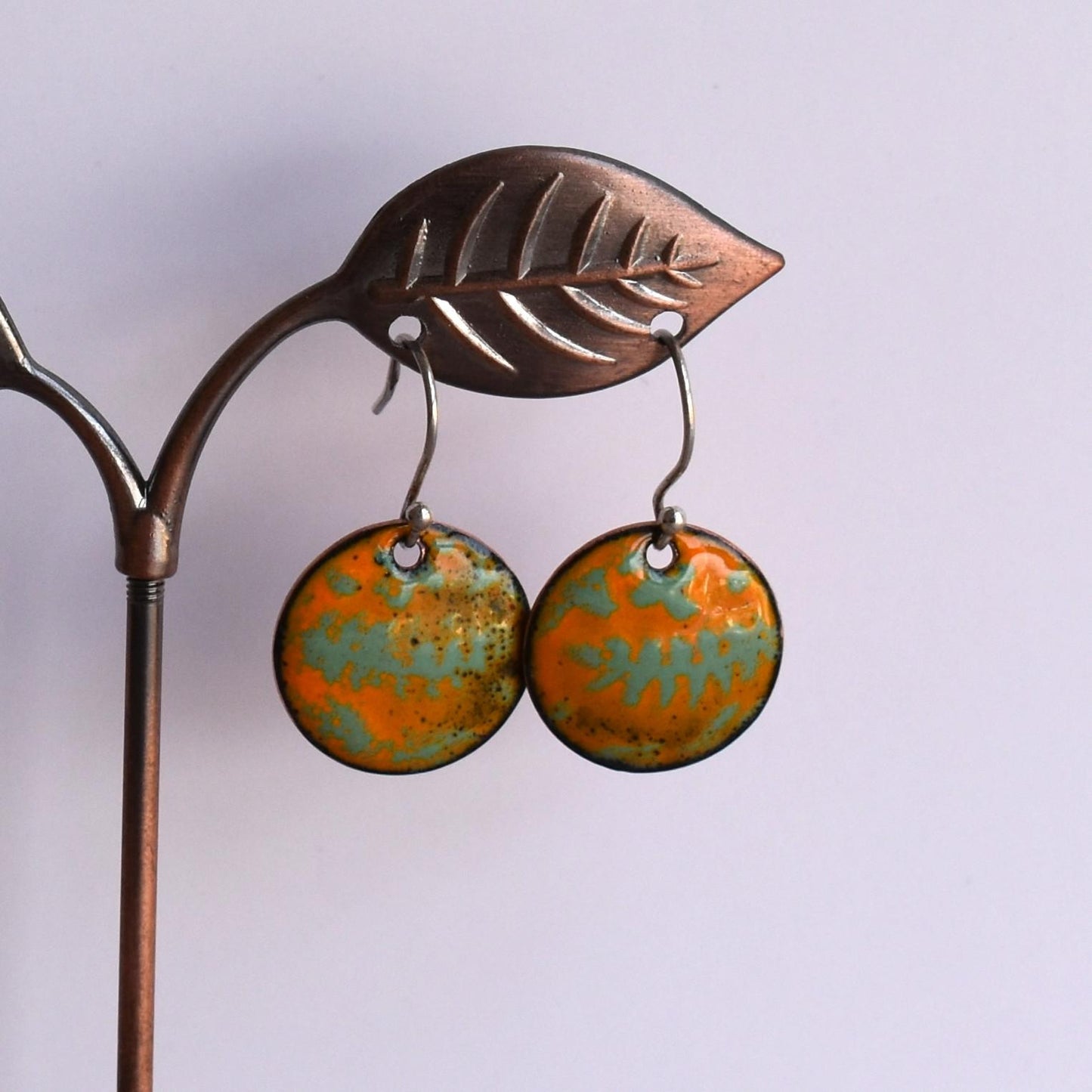 Enamelled copper earrings