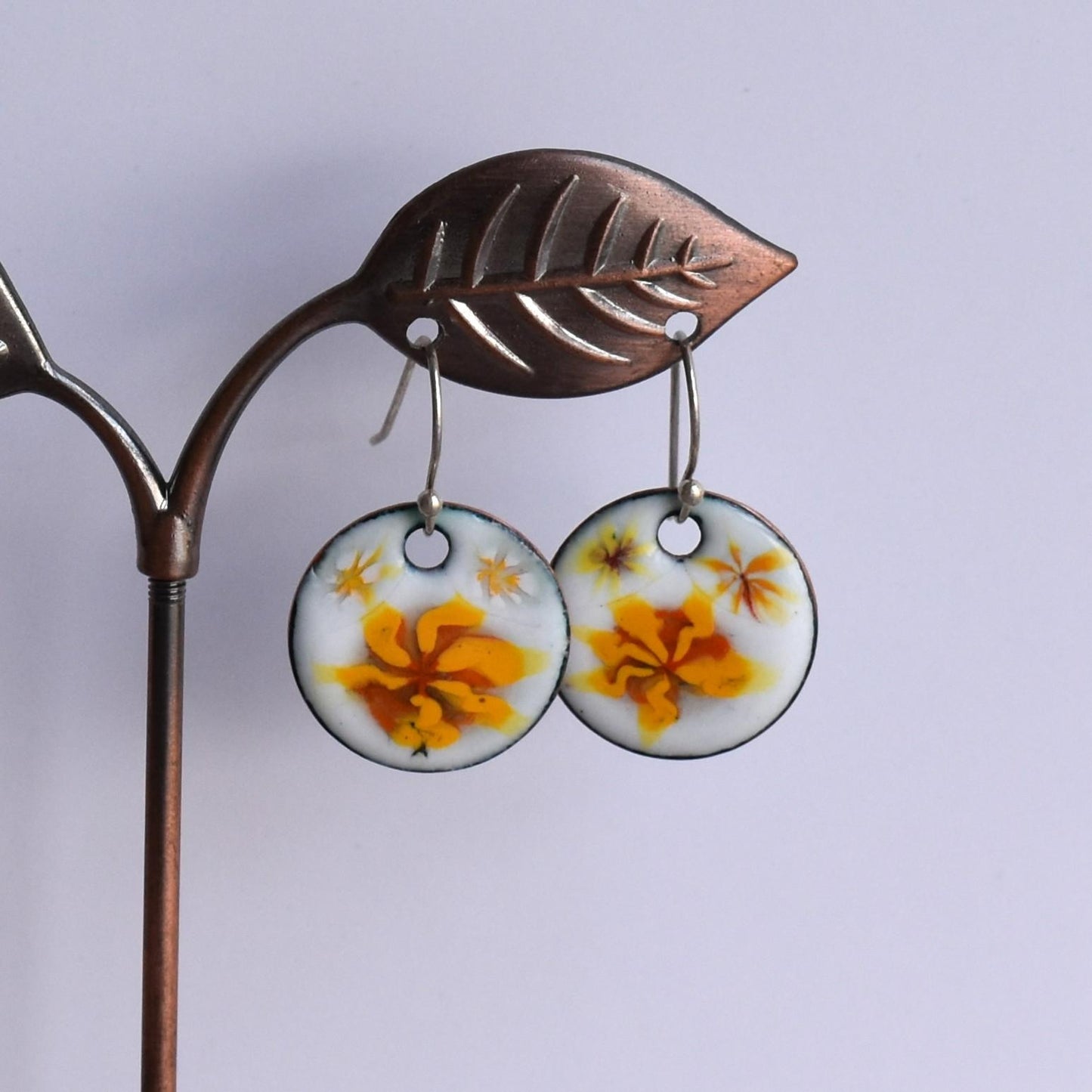 Enamelled copper earrings