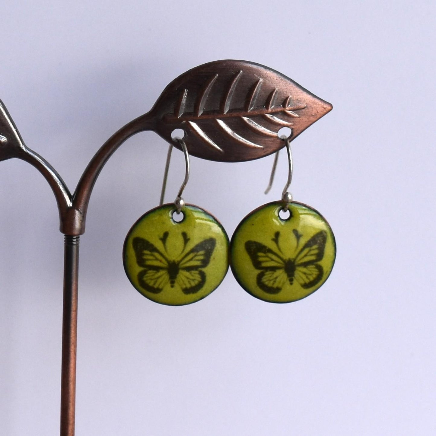 Enamelled copper earrings