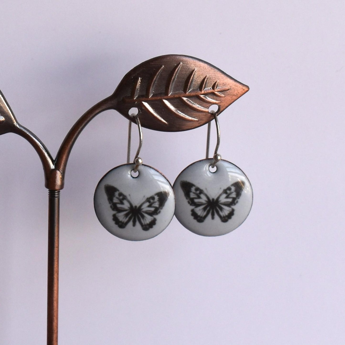 Enamelled copper earrings