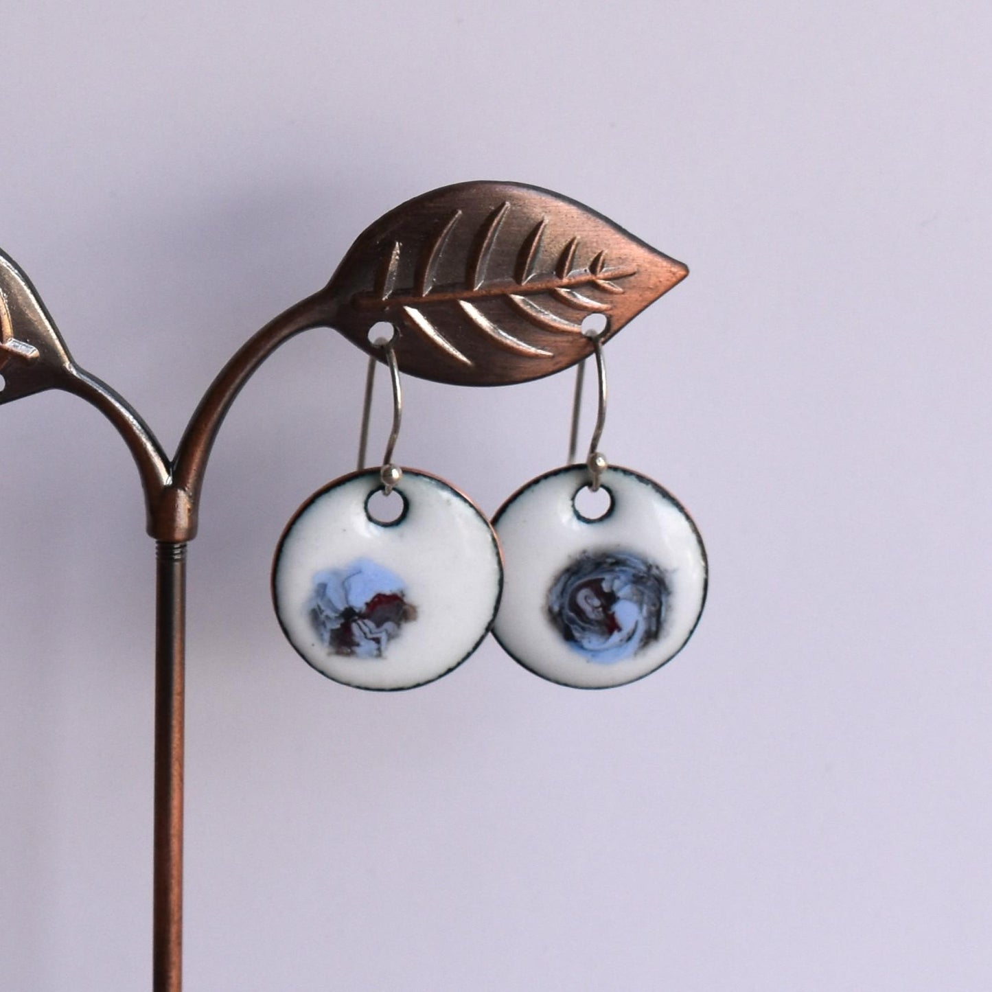 Enamelled copper earrings