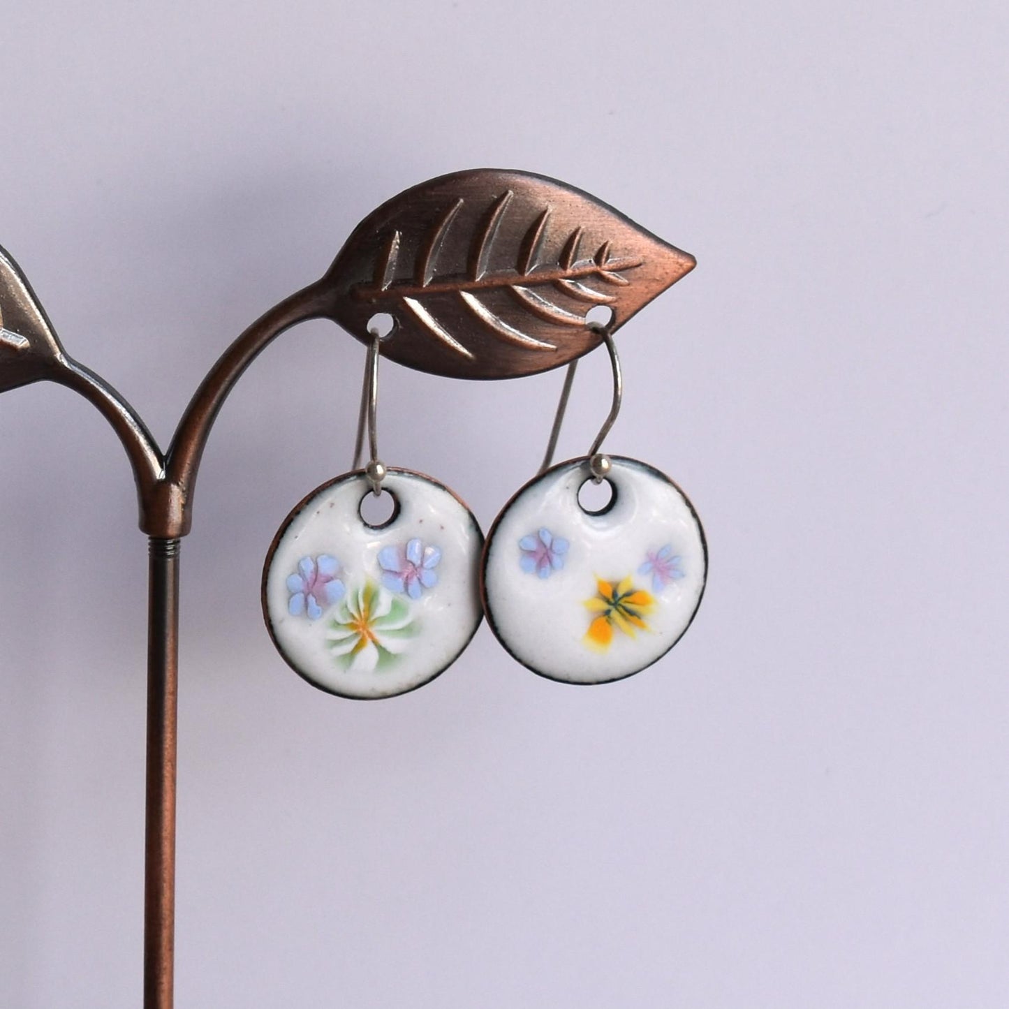 Enamelled copper earrings