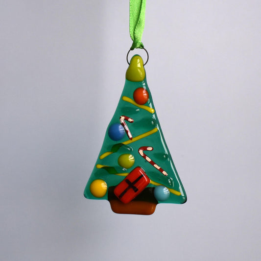 Handmade fused glass Christmas decorations