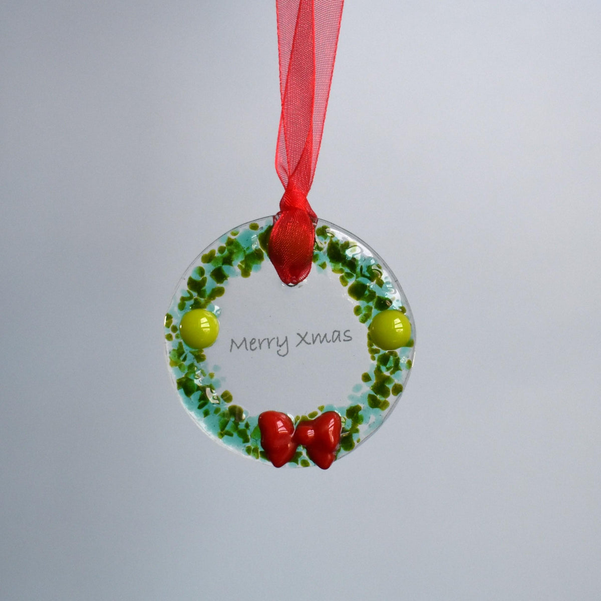 Handmade fused glass Christmas decorations