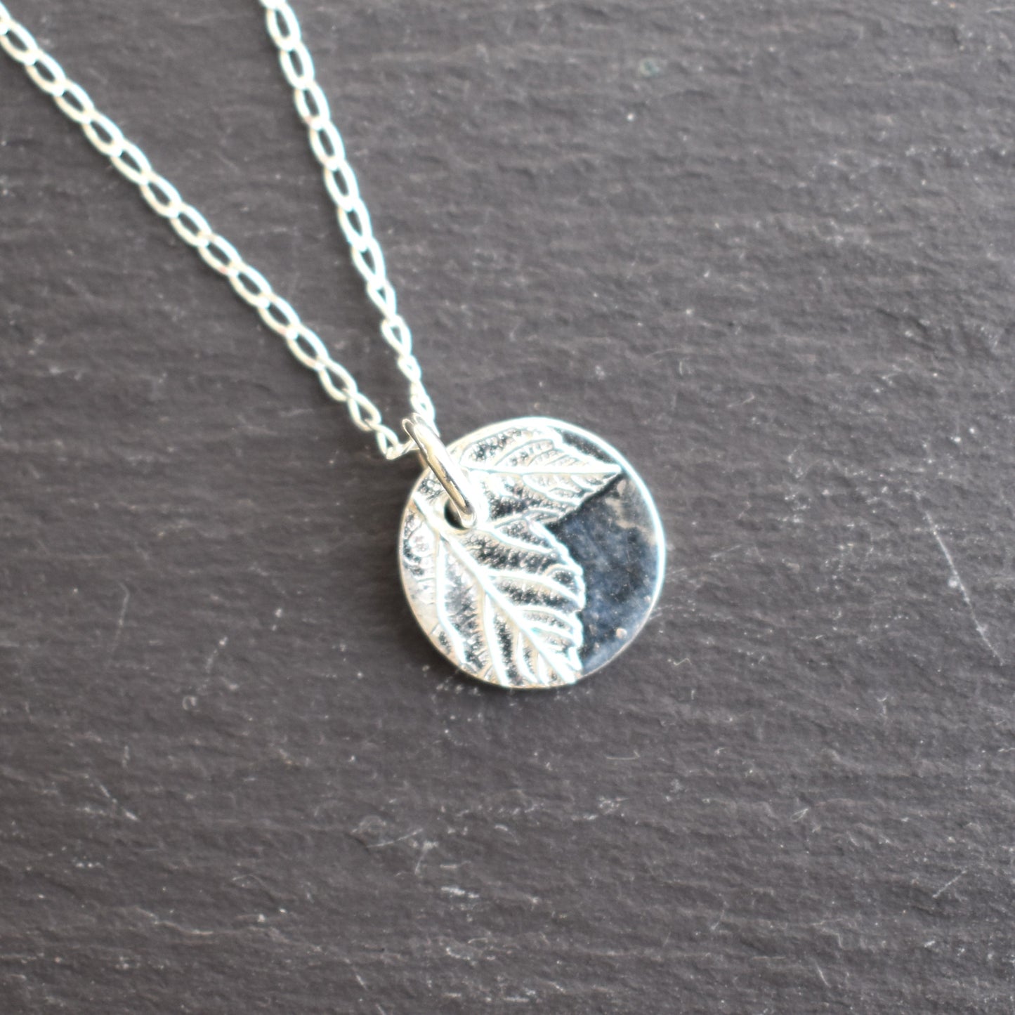 Recycled silver necklace - small disc