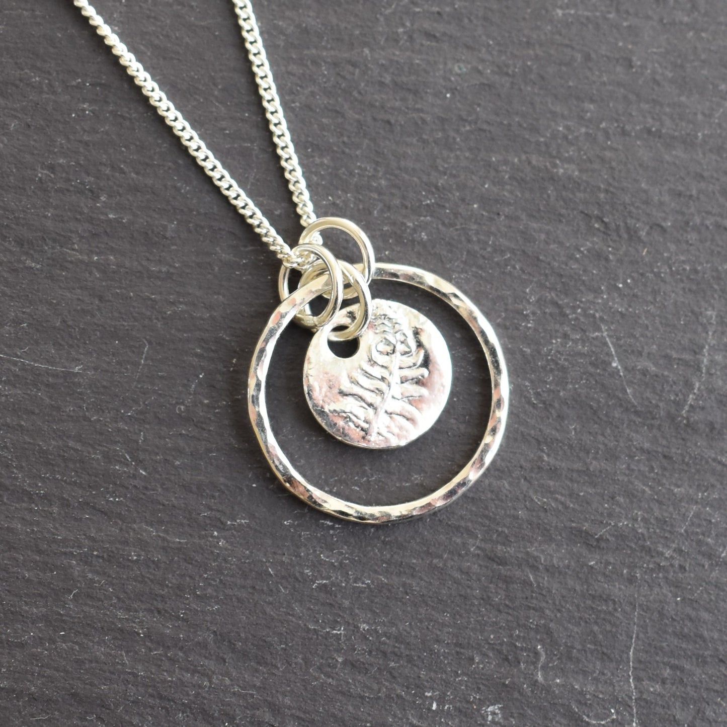 Recycled silver necklace - small disc with halo