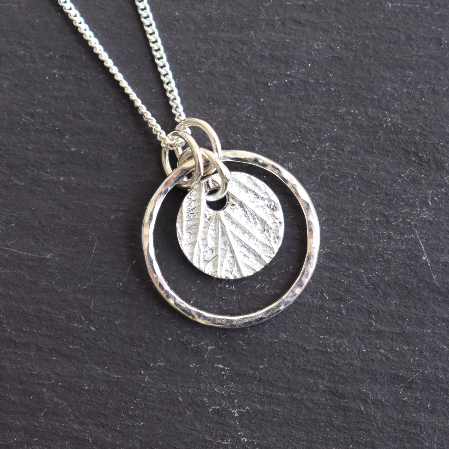 Recycled silver necklace - small disc with halo