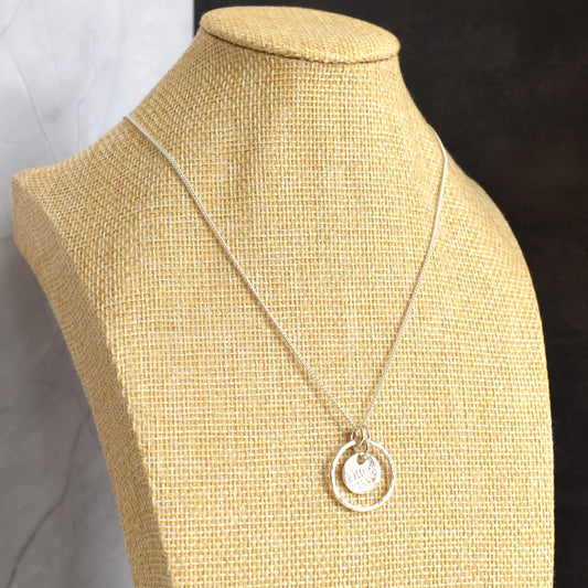 Recycled silver necklace - small disc with halo