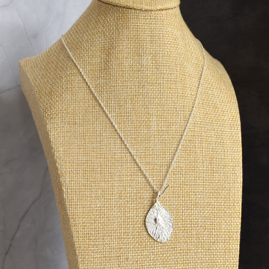 Recycled silver necklace - Elm leaf