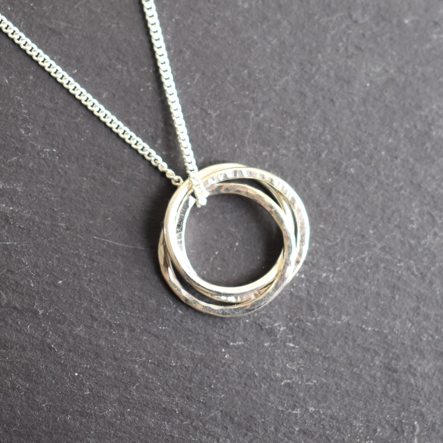 Recycled silver necklace - interlocking trio
