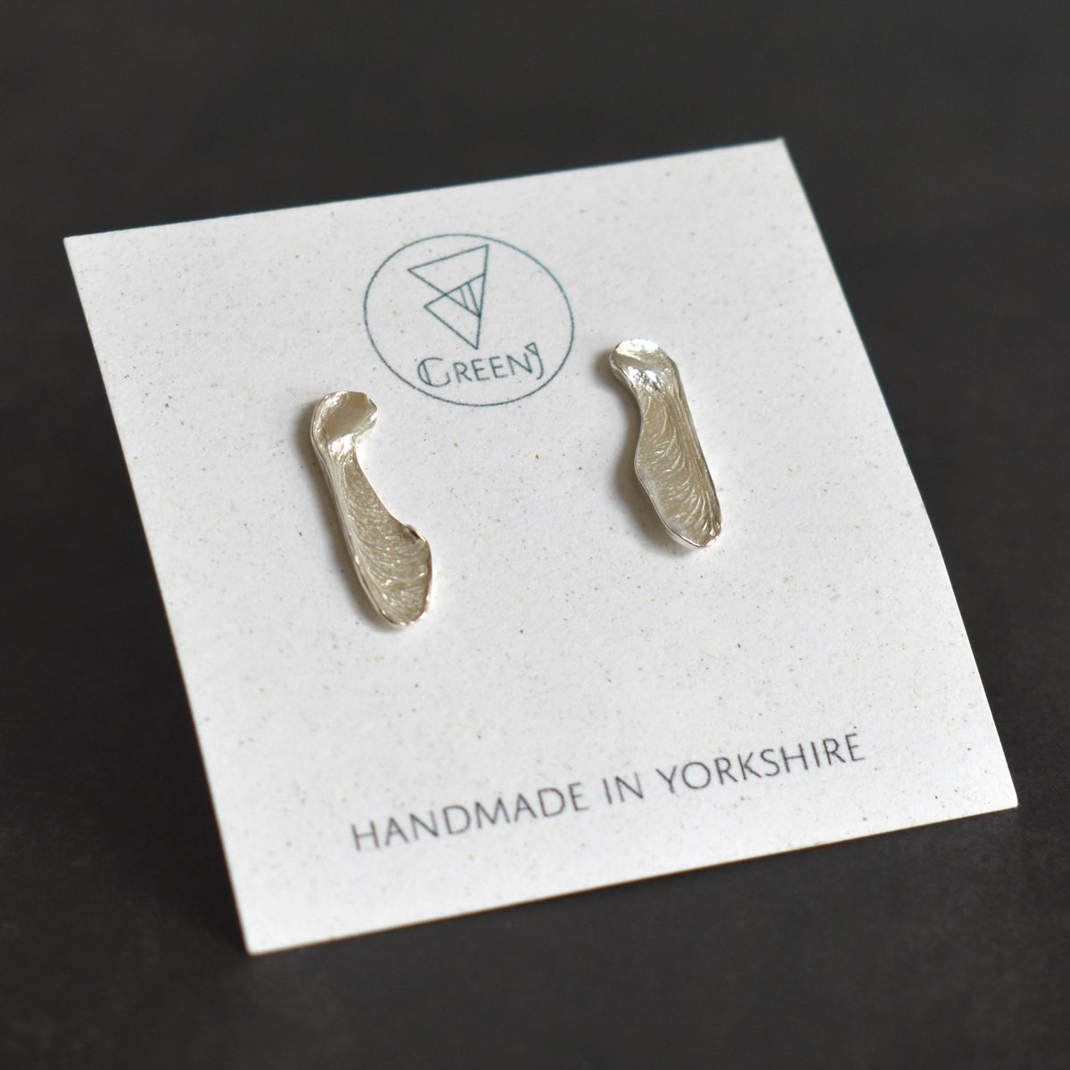 Recycled silver stud earrings - sycamore seed