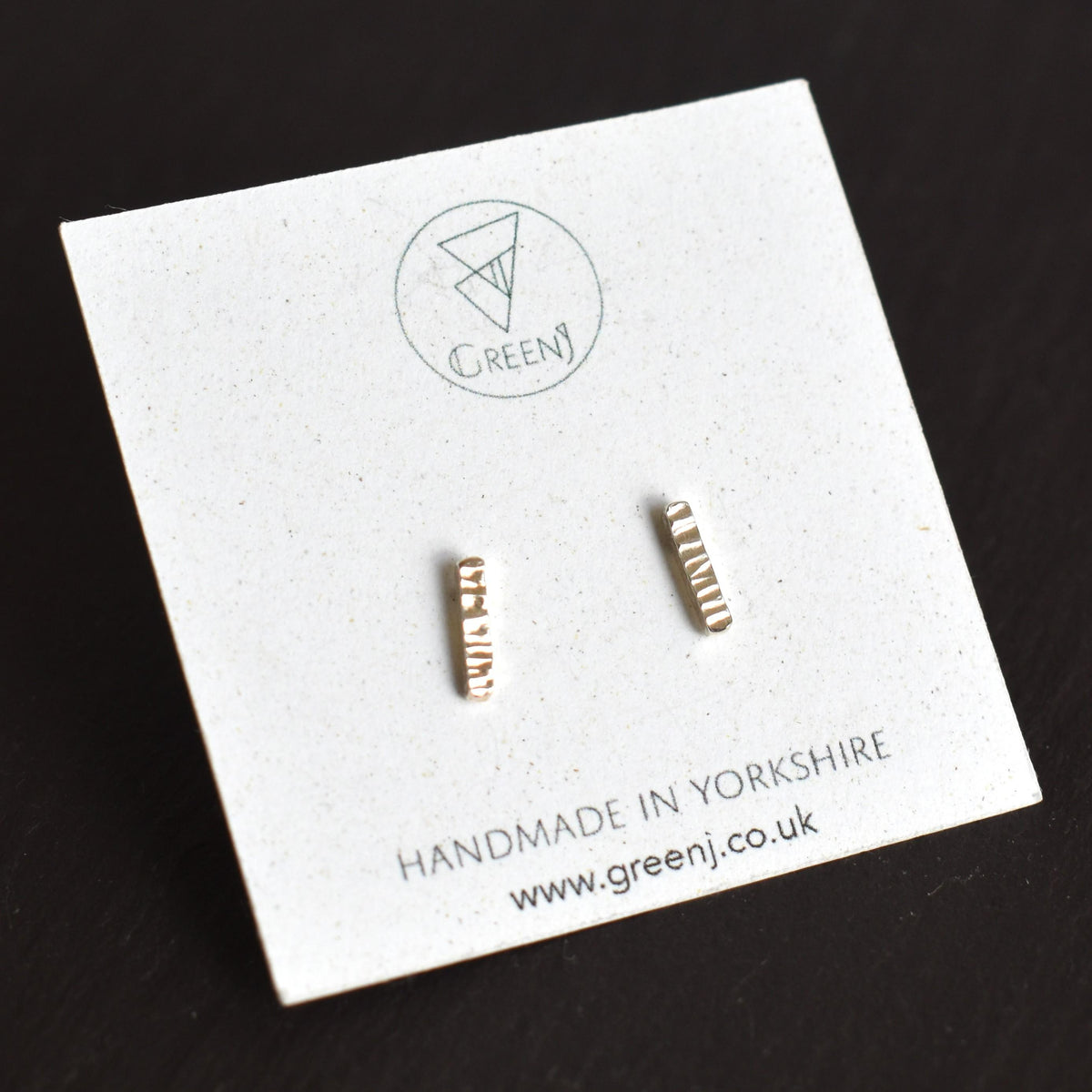 Recycled silver stud earrings - cuboid