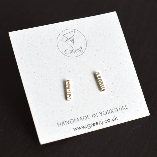Recycled silver stud earrings - cuboid