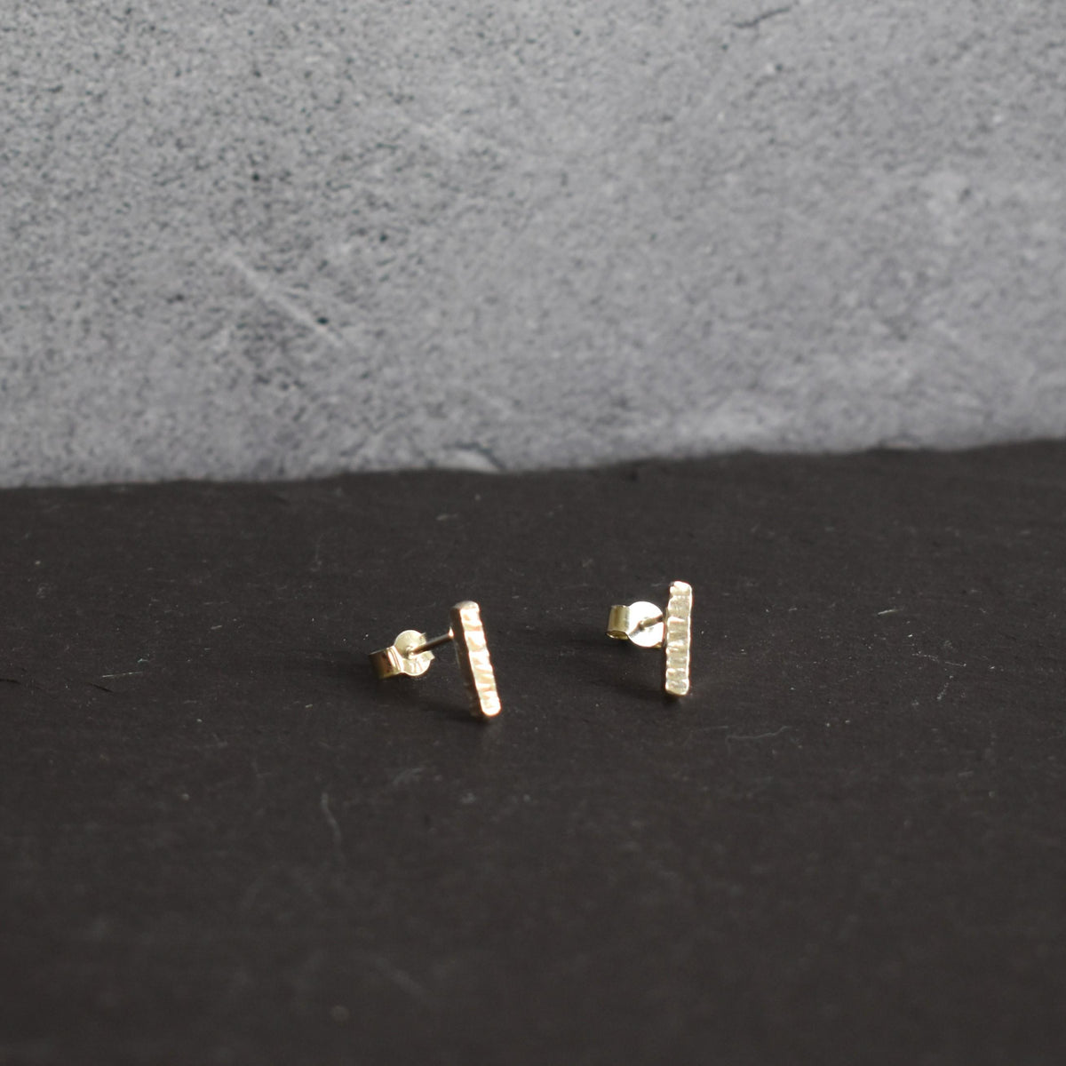 Recycled silver stud earrings - cuboid