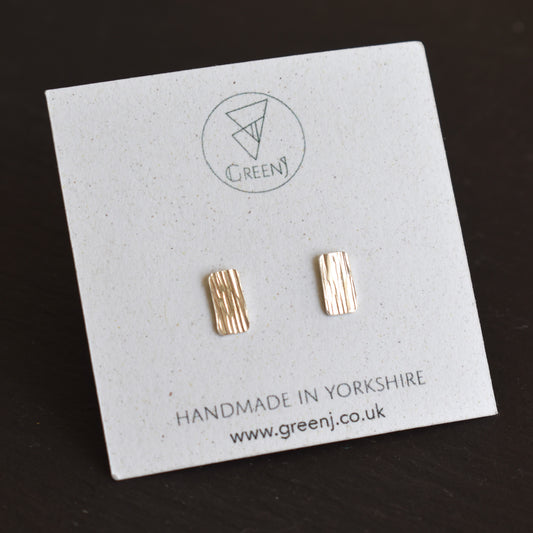 Recycled silver stud earrings - rectangle