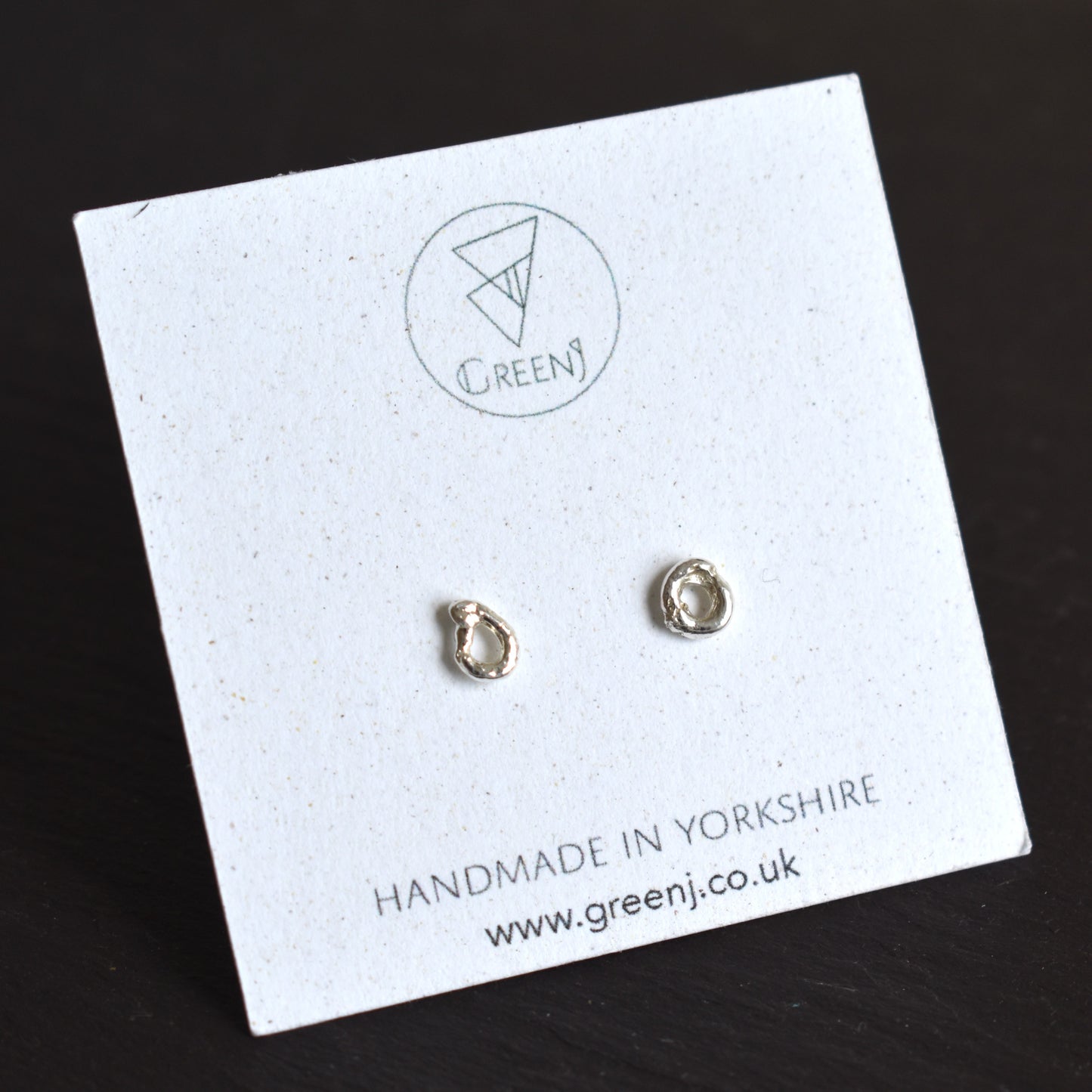Recycled silver stud earrings - halo