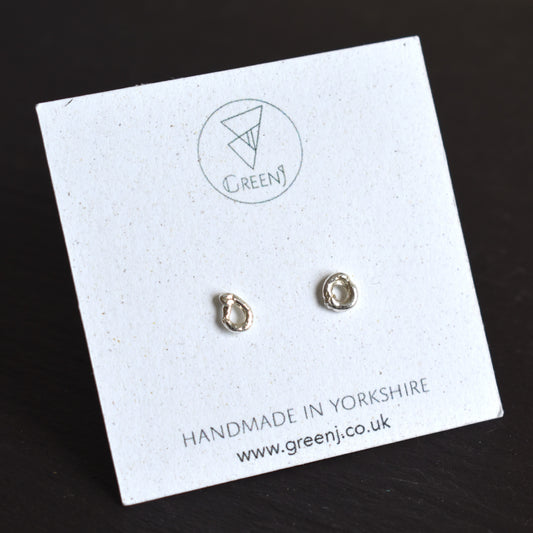 Recycled silver stud earrings - halo