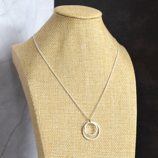 Recycled silver necklace - tree bark rings