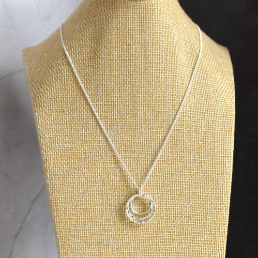 Recycled silver necklace - trio of rings