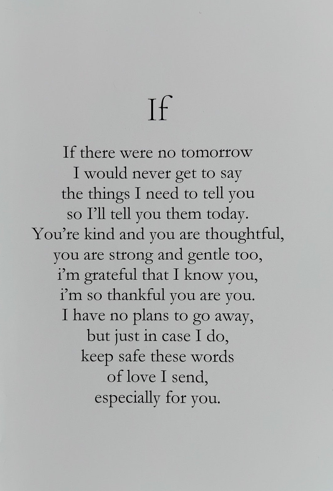 Lovely Little Book - If There Were No Tomorrow