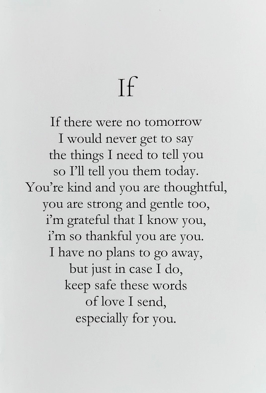 Lovely Little Book - If There Were No Tomorrow