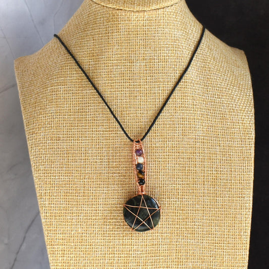 Copper wire necklace with Kambaba Jasper and Chakra